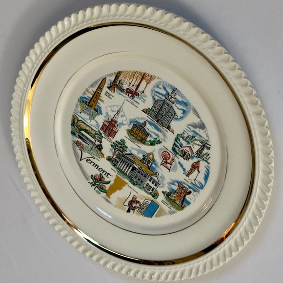 Vintage Vermont State Souvenir Plate - 10.5” Collectible with Iconic Landmarks - Picture 8 of 16